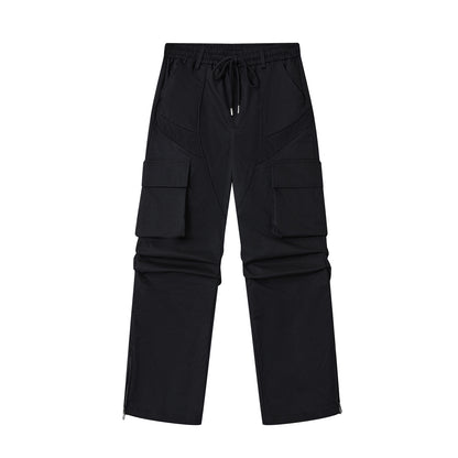 MADEEXTREME Pleated Pocket Cargo Pants Black PinkLimes Trending Streetwear