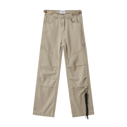MADEEXTREME Vibe Loose Cleanfit Cargo Pants Beige PinkLimes Trending Streetwear