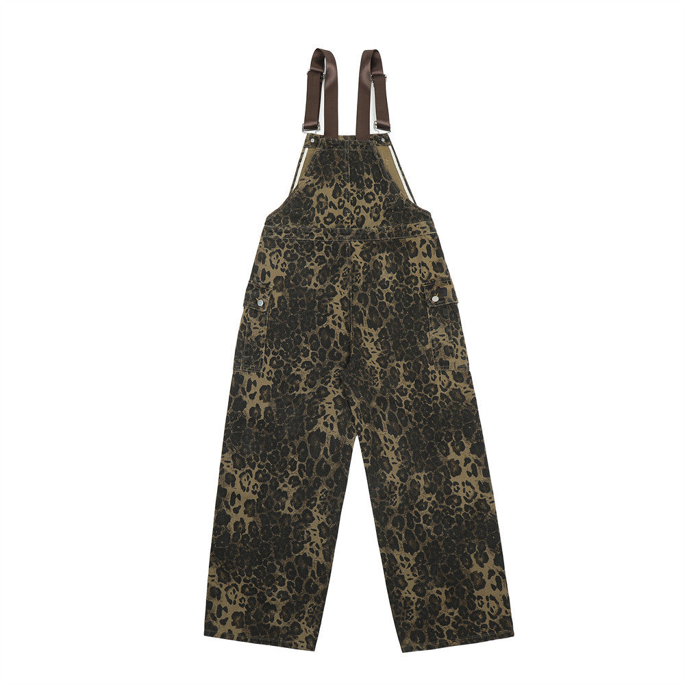 Leopard Print Streetwear Cargo Overalls PinkLimes Trending Streetwear