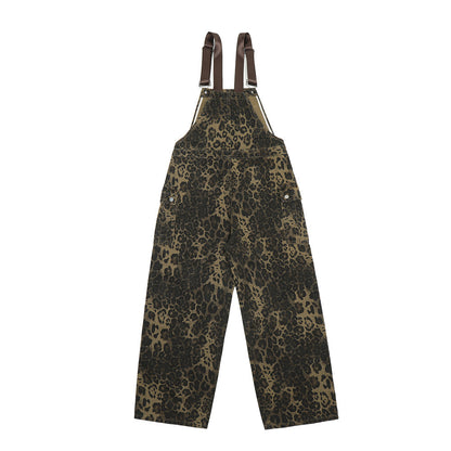 Leopard Print Streetwear Cargo Overalls PinkLimes Trending Streetwear