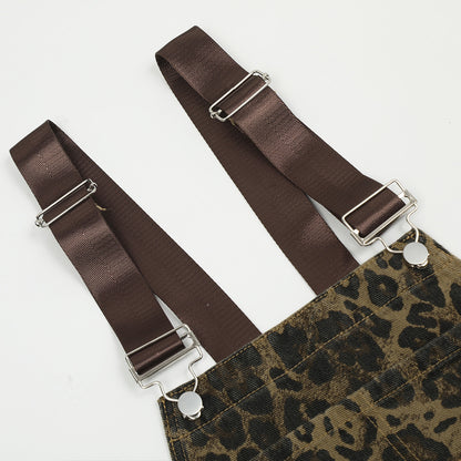 Leopard Print Streetwear Cargo Overalls PinkLimes Trending Streetwear