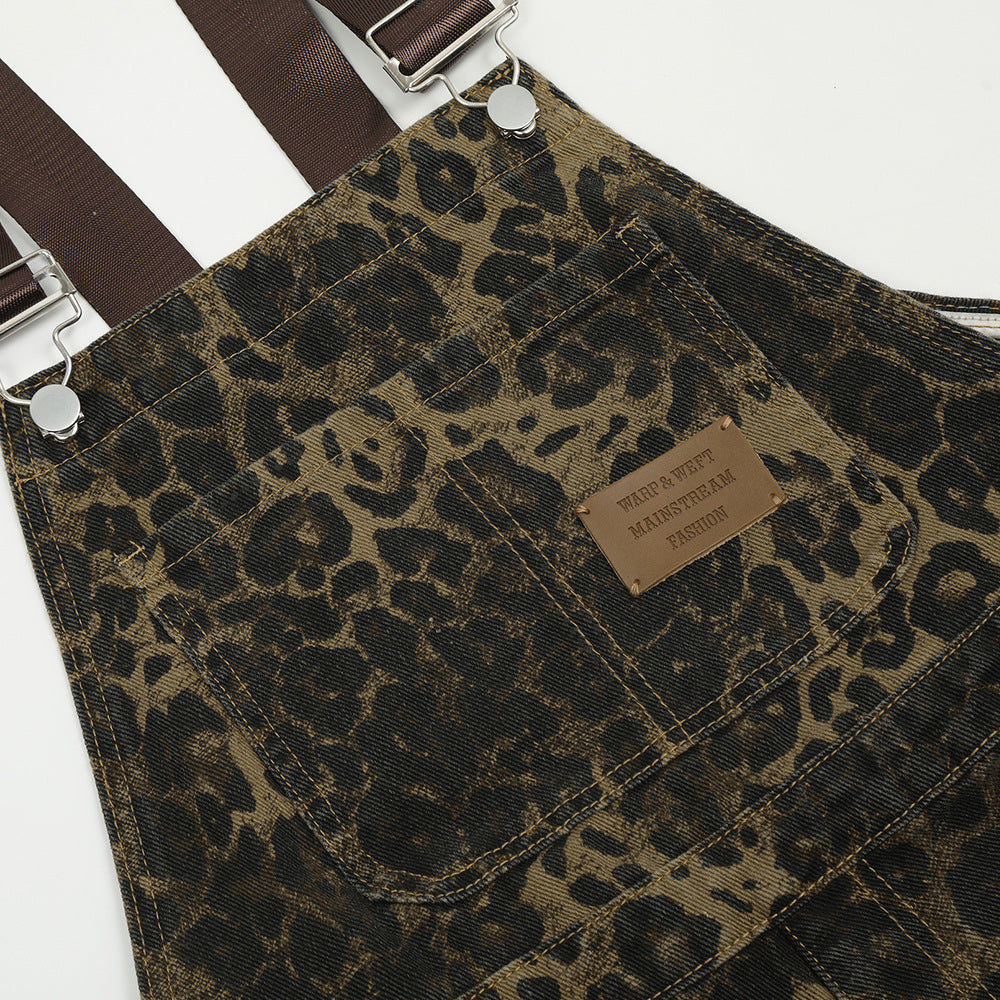Leopard Print Streetwear Cargo Overalls PinkLimes Trending Streetwear