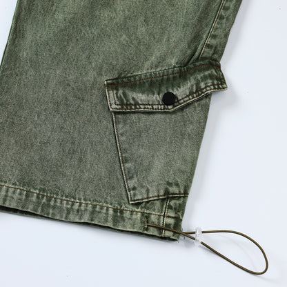Multi-Pocket Washed Wide-Leg Cargo Pants PinkLimes Trending Streetwear