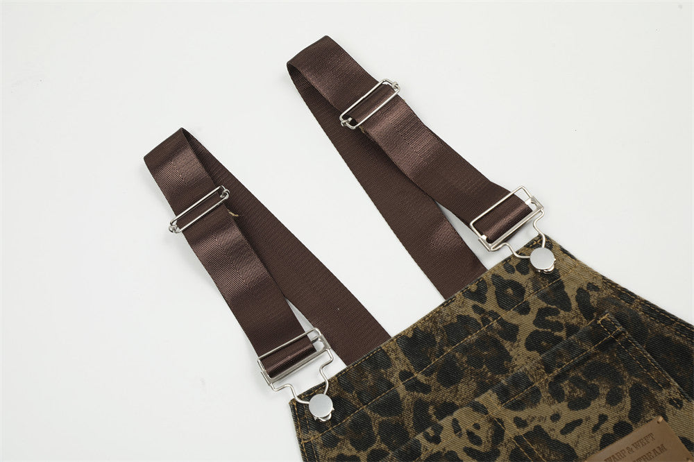Leopard Print Streetwear Cargo Overalls PinkLimes Trending Streetwear