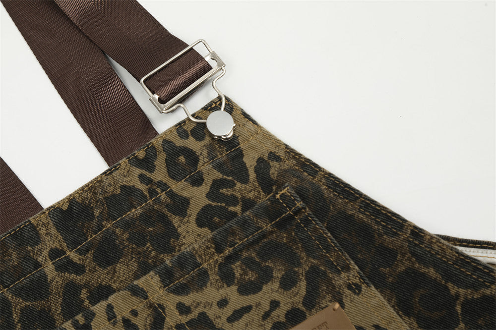 Leopard Print Streetwear Cargo Overalls PinkLimes Trending Streetwear