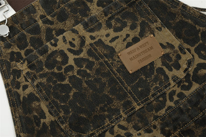 Leopard Print Streetwear Cargo Overalls PinkLimes Trending Streetwear