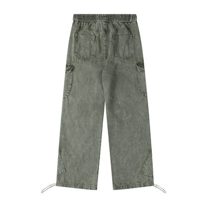 Multi-Pocket Washed Wide-Leg Cargo Pants PinkLimes Trending Streetwear