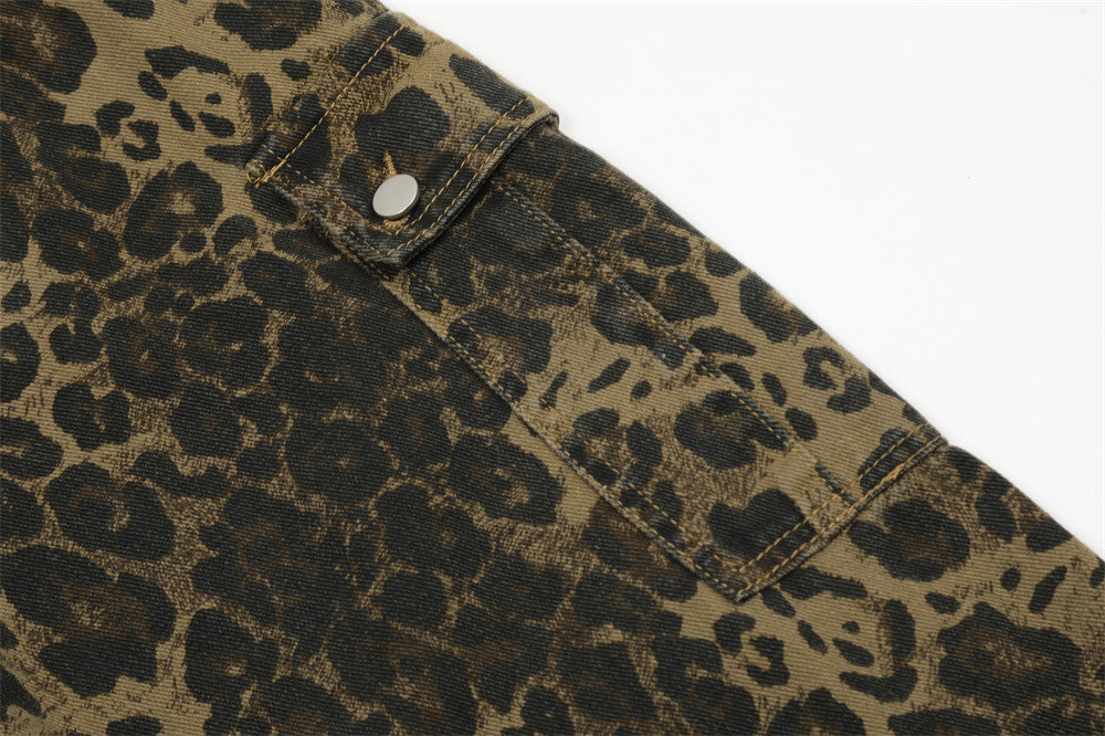 Leopard Print Streetwear Cargo Overalls PinkLimes Trending Streetwear