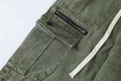 Multi-Pocket Washed Wide-Leg Cargo Pants PinkLimes Trending Streetwear