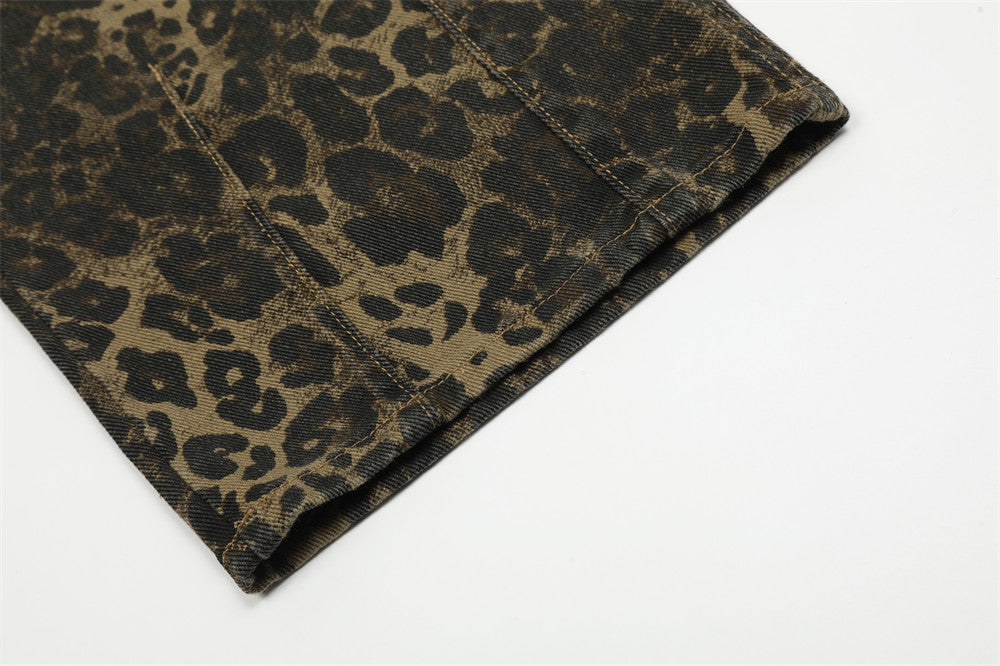Leopard Print Streetwear Cargo Overalls PinkLimes Trending Streetwear