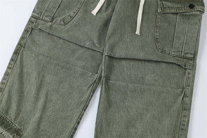 Multi-Pocket Washed Wide-Leg Cargo Pants PinkLimes Trending Streetwear