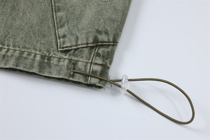 Multi-Pocket Washed Wide-Leg Cargo Pants PinkLimes Trending Streetwear