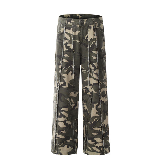 Wide-Leg Camouflage Cargo Pants Camouflage PinkLimes Trending Streetwear