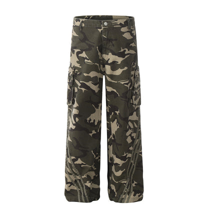 Striped Camouflage Loose Cargo Pants Camouflage PinkLimes Trending Streetwear