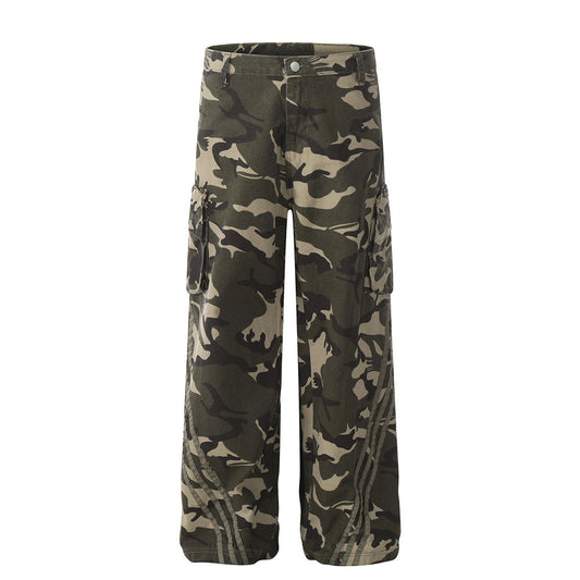 Striped Camouflage Loose Cargo Pants Camouflage PinkLimes Trending Streetwear