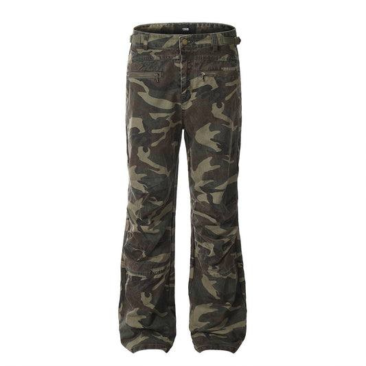 Camouflage Pleated Cargo Pants Camouflage PinkLimes Trending Streetwear