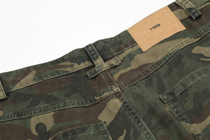 Camouflage Pleated Cargo Pants PinkLimes Trending Streetwear