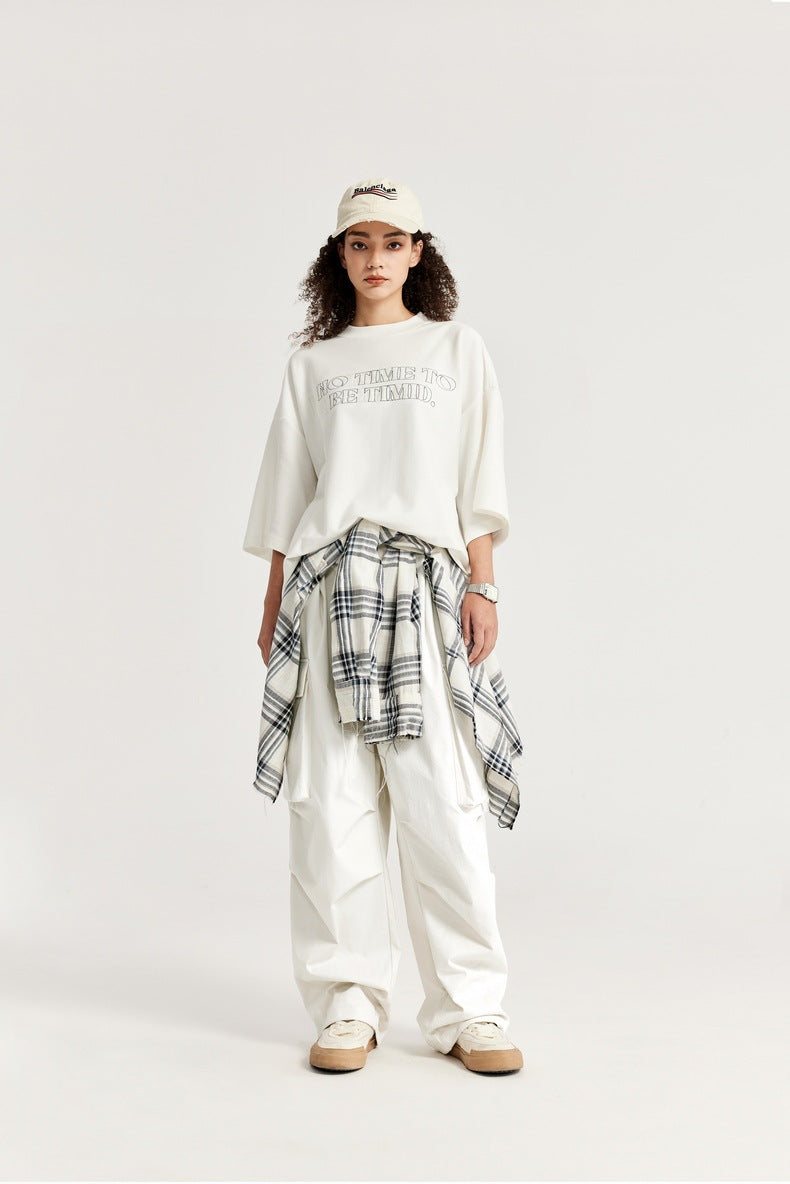 Herringbone Parachute Wide Leg Cargo Pants PinkLimes Trending Streetwear