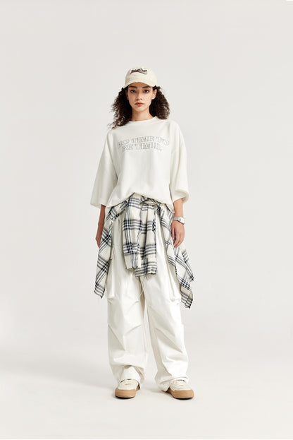 Herringbone Parachute Wide Leg Cargo Pants PinkLimes Trending Streetwear
