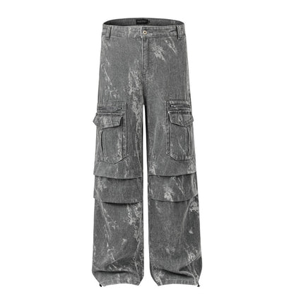 Tie-Dye Contrast Cargo Pants Gray PinkLimes Trending Streetwear