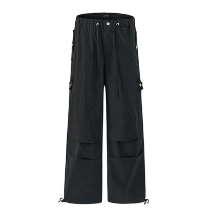 Loose Drawstring Wide Leg Cargo Pants Black PinkLimes Trending Streetwear