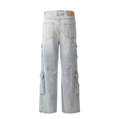 Light Wash Denim Cargo Pants PinkLimes Trending Streetwear