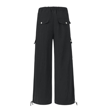 Loose Drawstring Wide Leg Cargo Pants PinkLimes Trending Streetwear