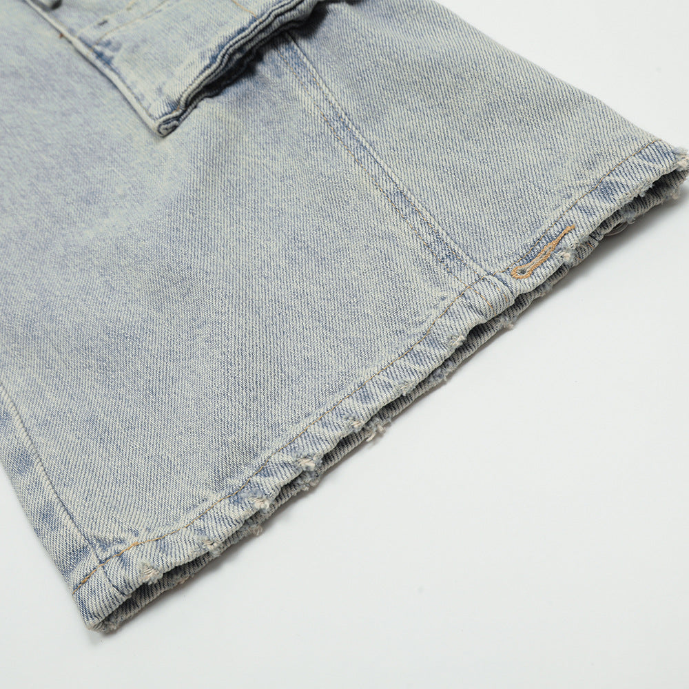 Light Wash Denim Cargo Pants PinkLimes Trending Streetwear