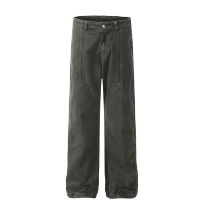 Split Stitch Solid Denim Cargo Pants PinkLimes Trending Streetwear