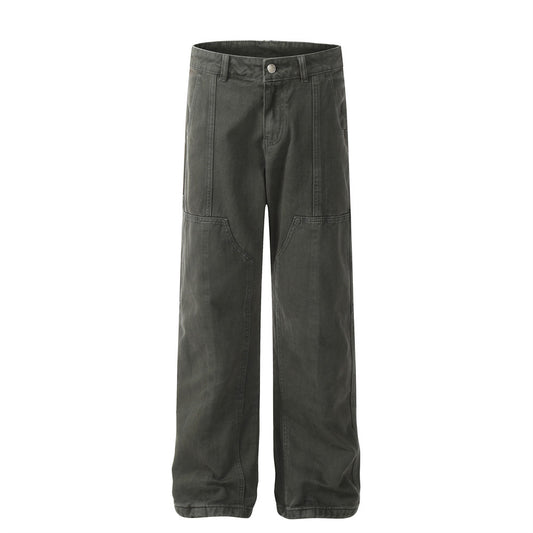 Split Stitch Solid Denim Cargo Pants PinkLimes Trending Streetwear