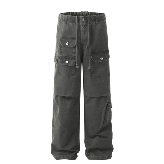 Washed Denim Pleated Cargo Pants PinkLimes Trending Streetwear