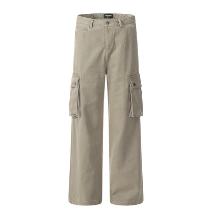Retro Patch Pocket Workwear Pants Khaki PinkLimes Trending Streetwear