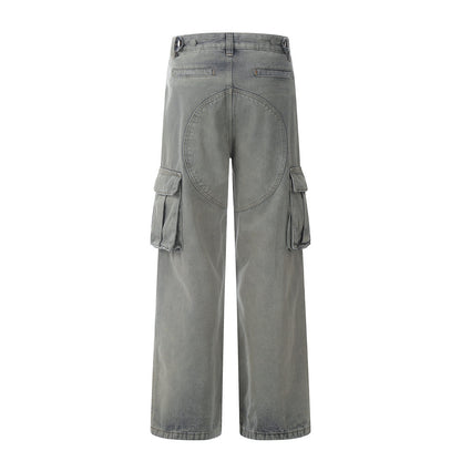 Spliced Washed Denim Cargo Pants PinkLimes Trending Streetwear