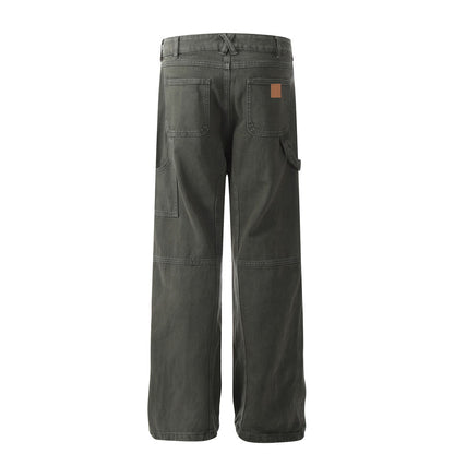 Split Stitch Solid Denim Cargo Pants PinkLimes Trending Streetwear