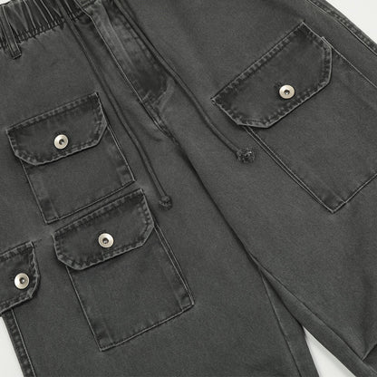 Washed Denim Pleated Cargo Pants PinkLimes Trending Streetwear