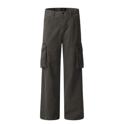 Retro Patch Pocket Workwear Pants Gray PinkLimes Trending Streetwear