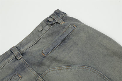 Spliced Washed Denim Cargo Pants PinkLimes Trending Streetwear