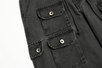 Washed Denim Pleated Cargo Pants PinkLimes Trending Streetwear