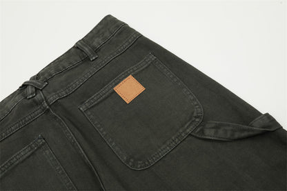 Split Stitch Solid Denim Cargo Pants PinkLimes Trending Streetwear