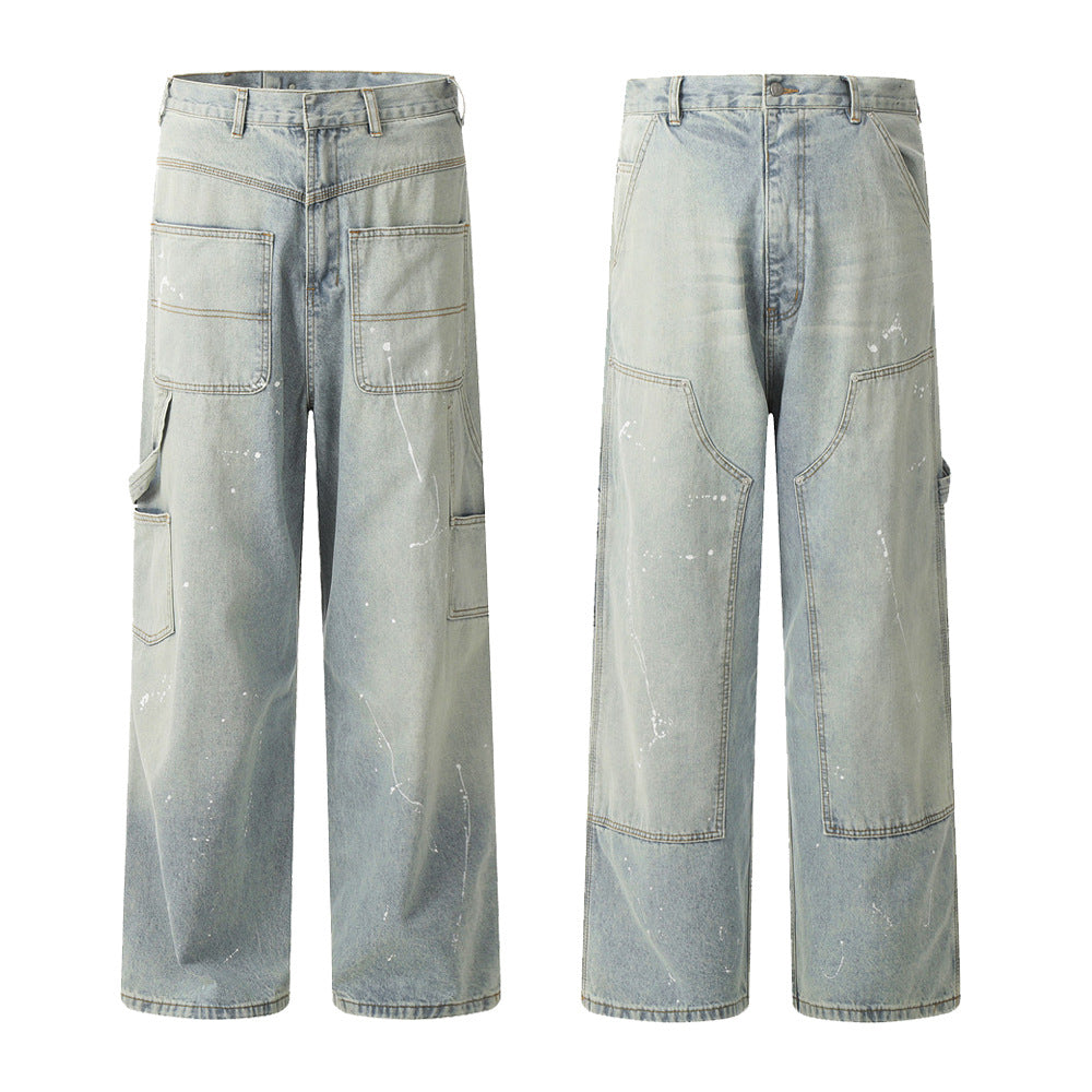 Distressed Reverse Paint Splash Jeans PinkLimes Trending Streetwear