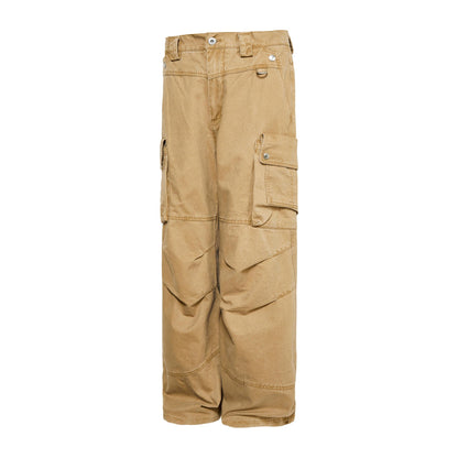 Washed Retro Crane Cargo Pants Khaki PinkLimes Trending Streetwear