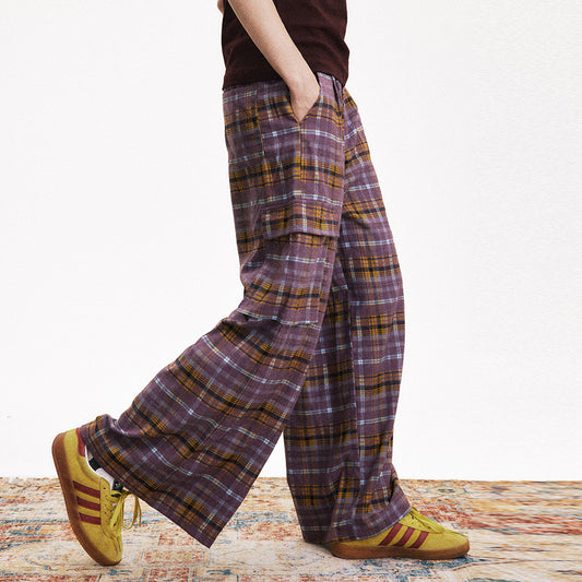 Plaid Pleated Workwear Pants PinkLimes Trending Streetwear
