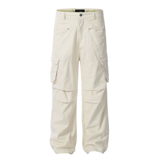 Solid Pleated Tooling Cargo Pants Apricot PinkLimes Trending Streetwear