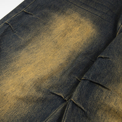 Spray-Painted Contrast Denim Cargo Pants PinkLimes Trending Streetwear