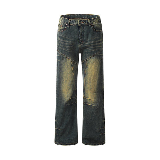 Patchwork Pocket Distressed Denim Jeans Gray PinkLimes Trending Streetwear