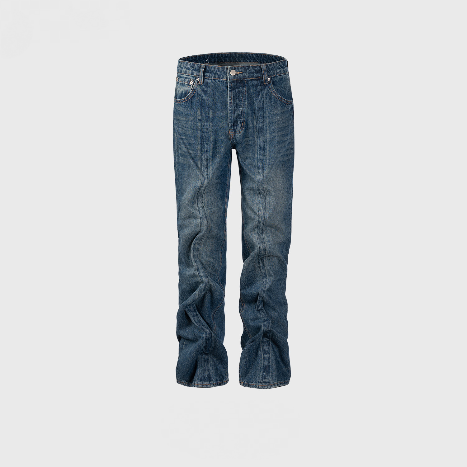 Wide Leg Jeans with Center Hem Navy Blue PinkLimes Trending Streetwear
