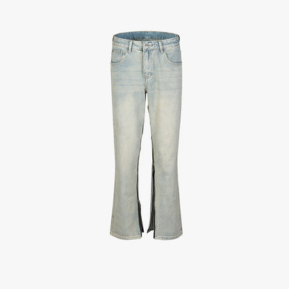 Full Zip Washed Light Blue Jeans Light Blue PinkLimes Trending Streetwear