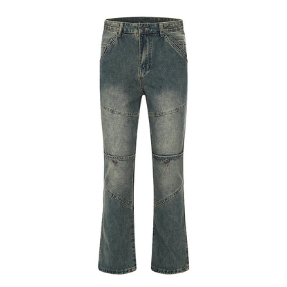 Denim Washed Spliced Jeans Gray PinkLimes Trending Streetwear