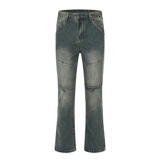 Denim Washed Spliced Jeans Gray PinkLimes Trending Streetwear