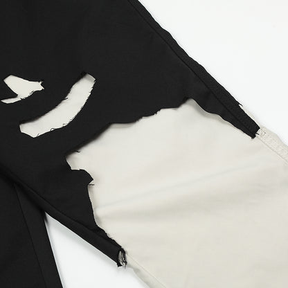 Patchwork Ripped Black Denim Jeans PinkLimes Trending Streetwear